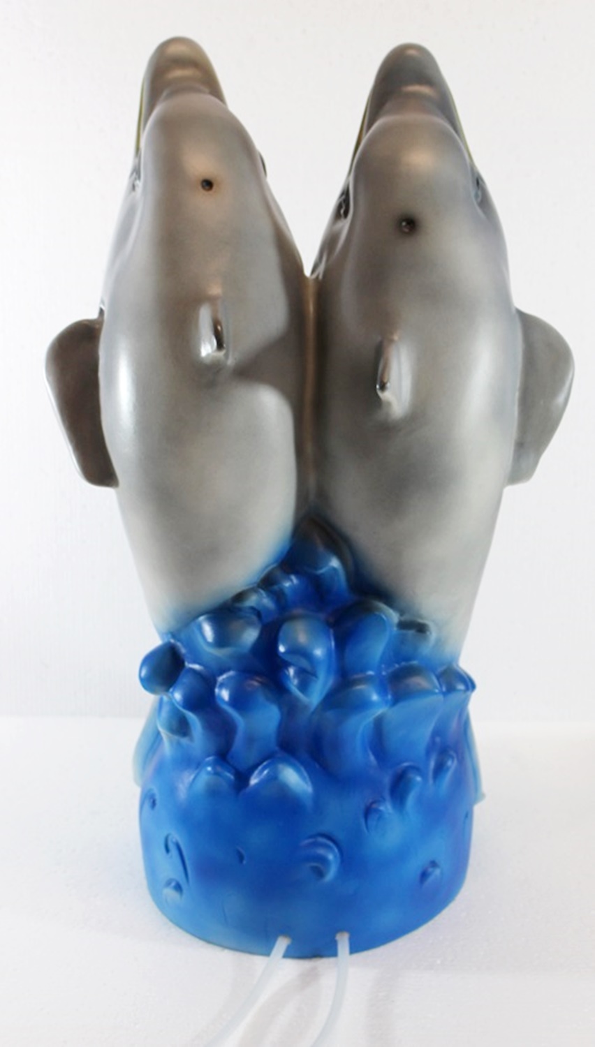 Deko Garten Figur Gartenfigur Tierfigur Teichfigur Delfine Paar Wasserspeier aus Kunststoff H 49 cm