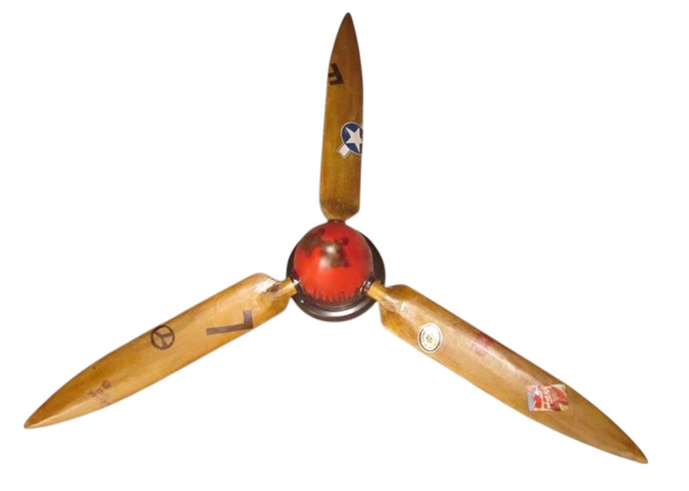 Nostalgie Retro Flugzeug Propeller 3-flügelig H 142 cm Luftraum Vintage Flügel Wanddekoration