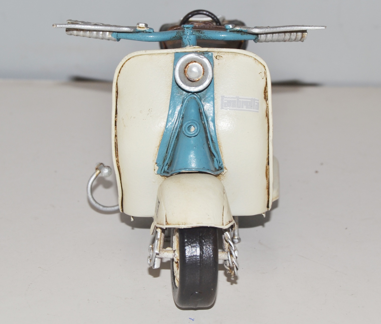 Blechmodell Roller Nostalgie Modellauto Oldtimer Marke Lambretta Motorroller Modell aus Blech L 24cm