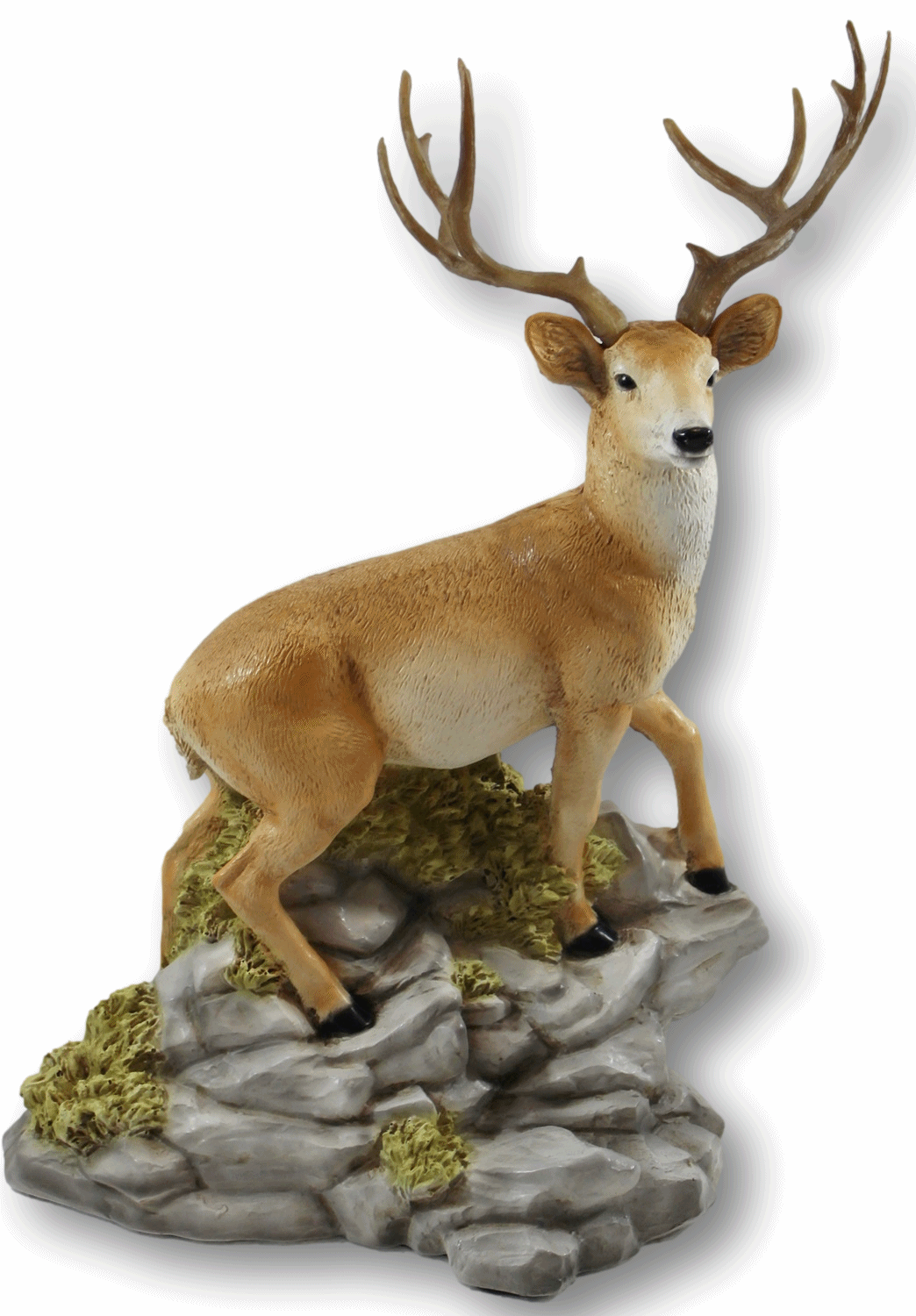 Dekofigur Tierfigur Wildrot Hirsch auf Felsen stehend Kollektion Castagna aus Resin H 37 cm