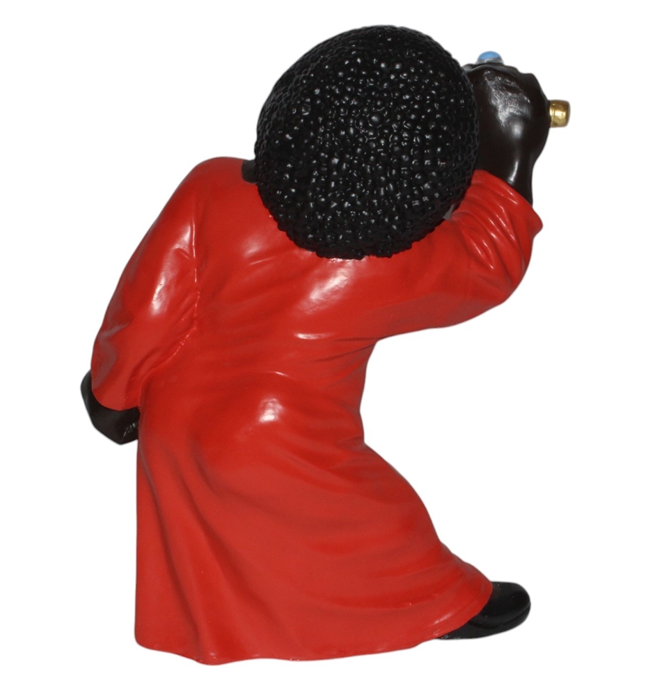 Deko Figur Musikerin Figur Jazz Sängerin H 43cm Dekofigur Band Musikerin mit Mikrophon aus Kunstharz