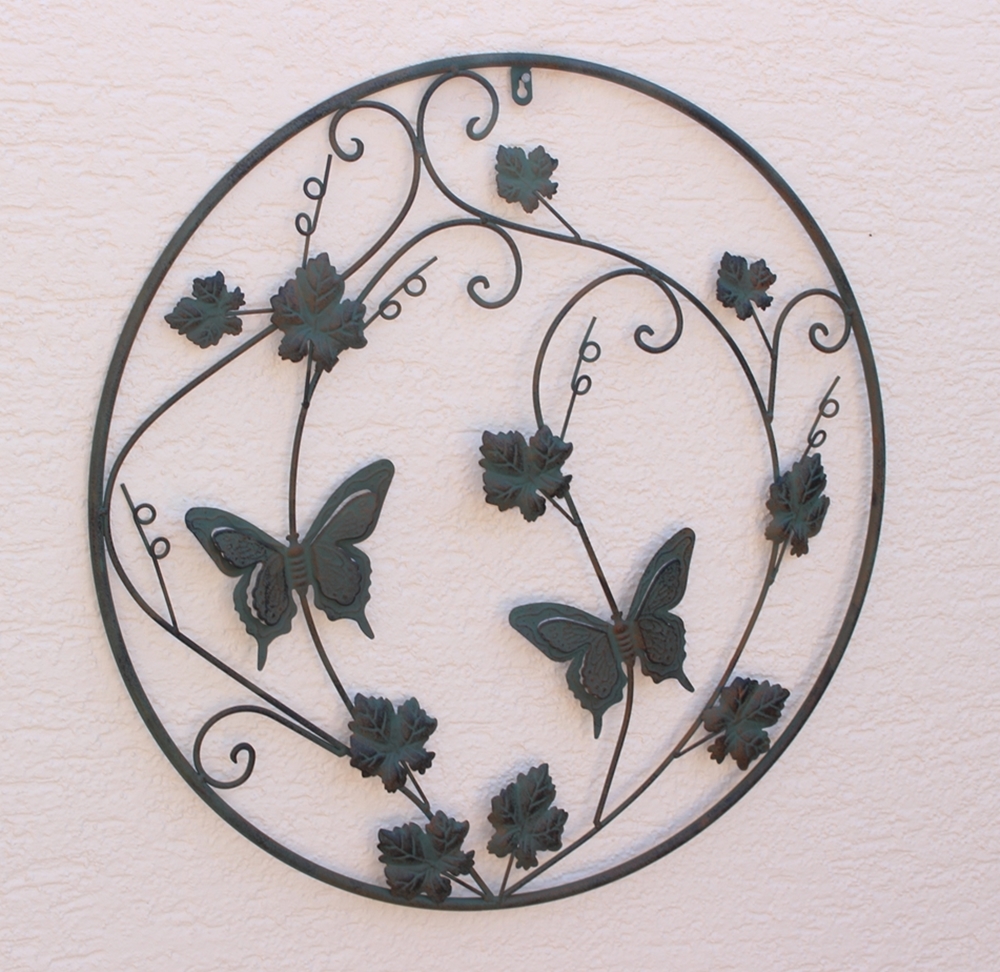 Wanddekoration Metall Schmetterlinge Durchmesser 64 cm Outdoor Wanddeko Metallbild Wandverzierung