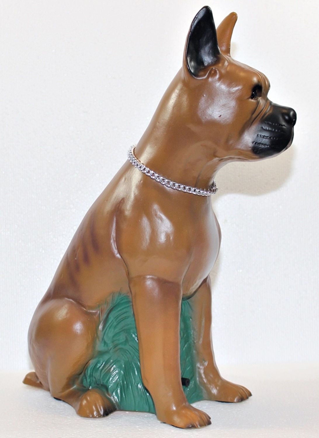 Deko Figur Hund Boxer Dekofigur sitzend H 40 cm Hundefigur mit Scherz Bewegungsmelder Wau-wau