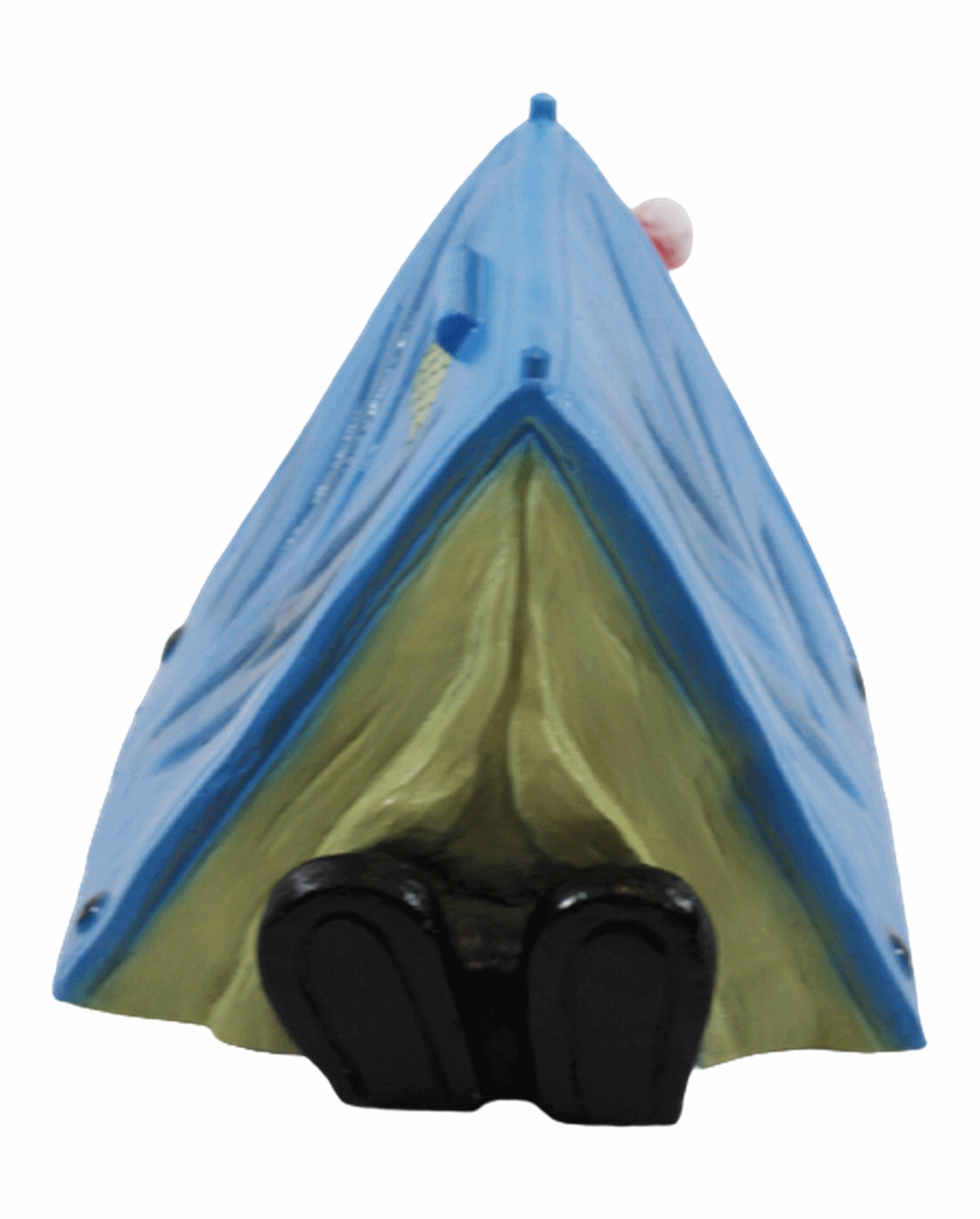 Gartenzwerg Deko Garten Figur Zwerg Camper liegend im Zelt schlafend aus Kunststoff H 14 cm