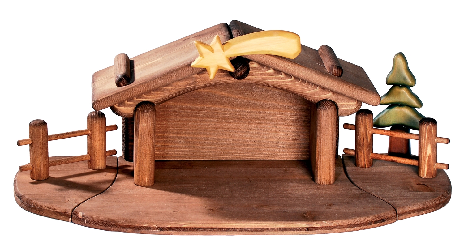 Krippe mit Krippenfiguren Aurora Kollektion 20-teilig Heilige Familie Heiligenfigur Holzfigur