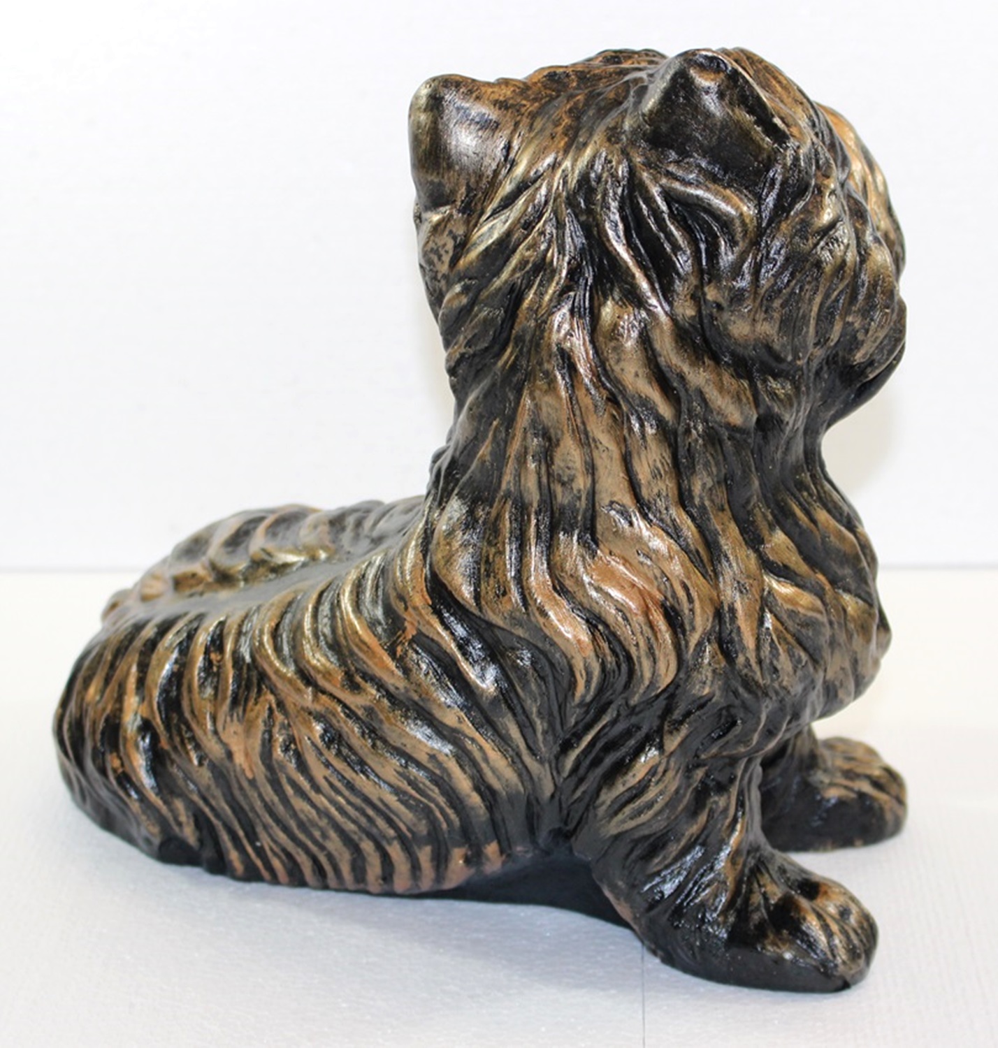 Deko Figur West Terrier Gartenfigur sitzend H 28 cm Dekofigur Kupfer-Antik aus Kunststoff
