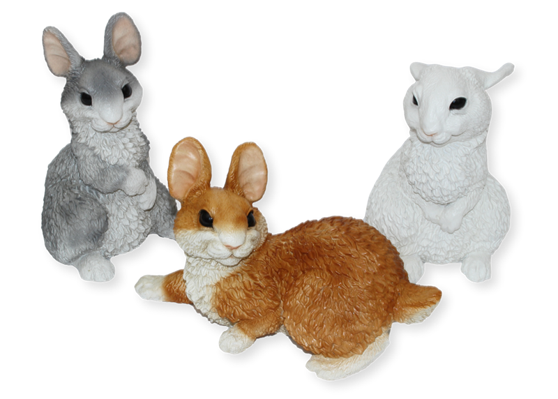 Deko Figur Hasen sitzend und liegend Kollektion Castagna aus Resin/ Kunststein H 16-22 cm Tierfigur