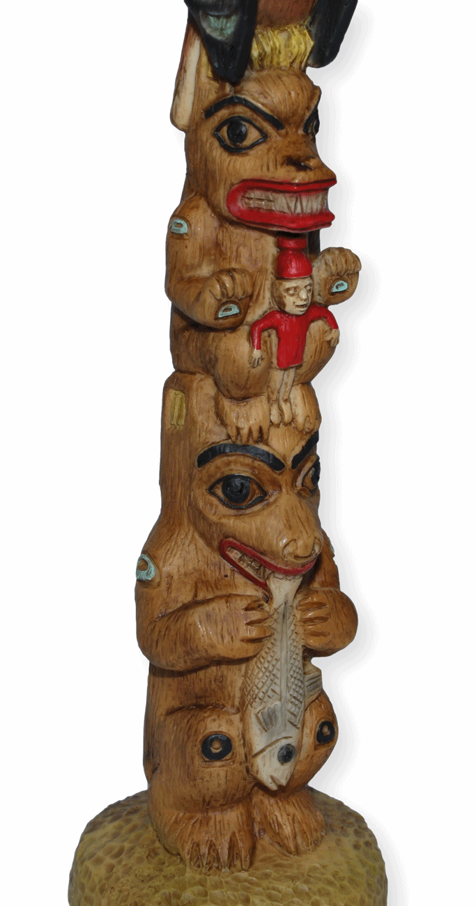 Totempfahl H 25,5 cm Wappenempfahl Indianer Indianerfigur Native American Deko Dekofigur Castagna