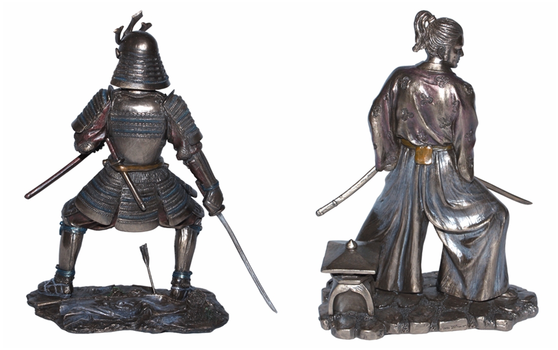 Deko Figuren Samurai Art H 21-23 cm japanische Krieger mit Samurai-Schwert Figuren