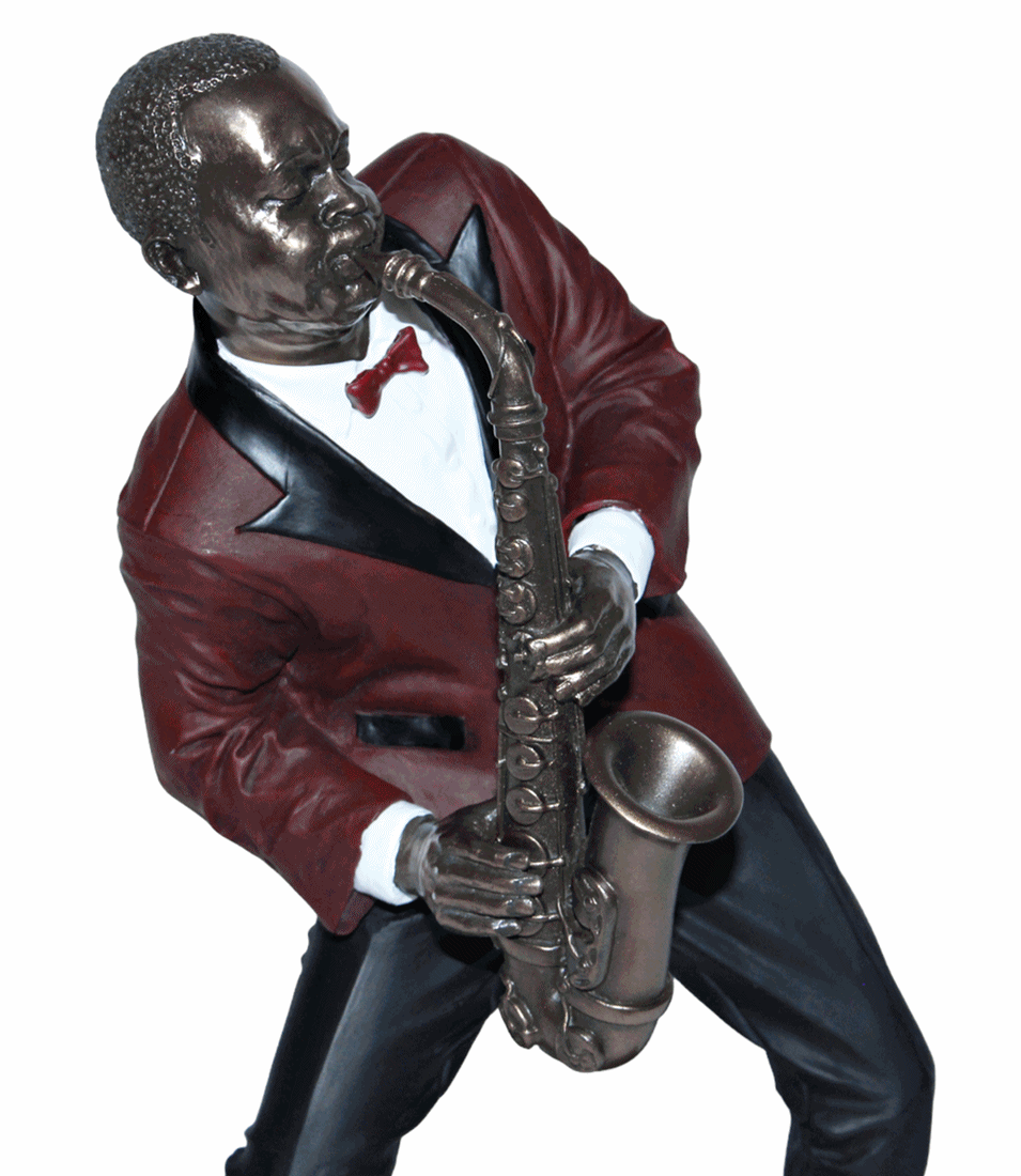 Deko Figuren Jazz Musiker Saxophonisten H 26-28,5 cm mit Alt- und Tenorsaxophon