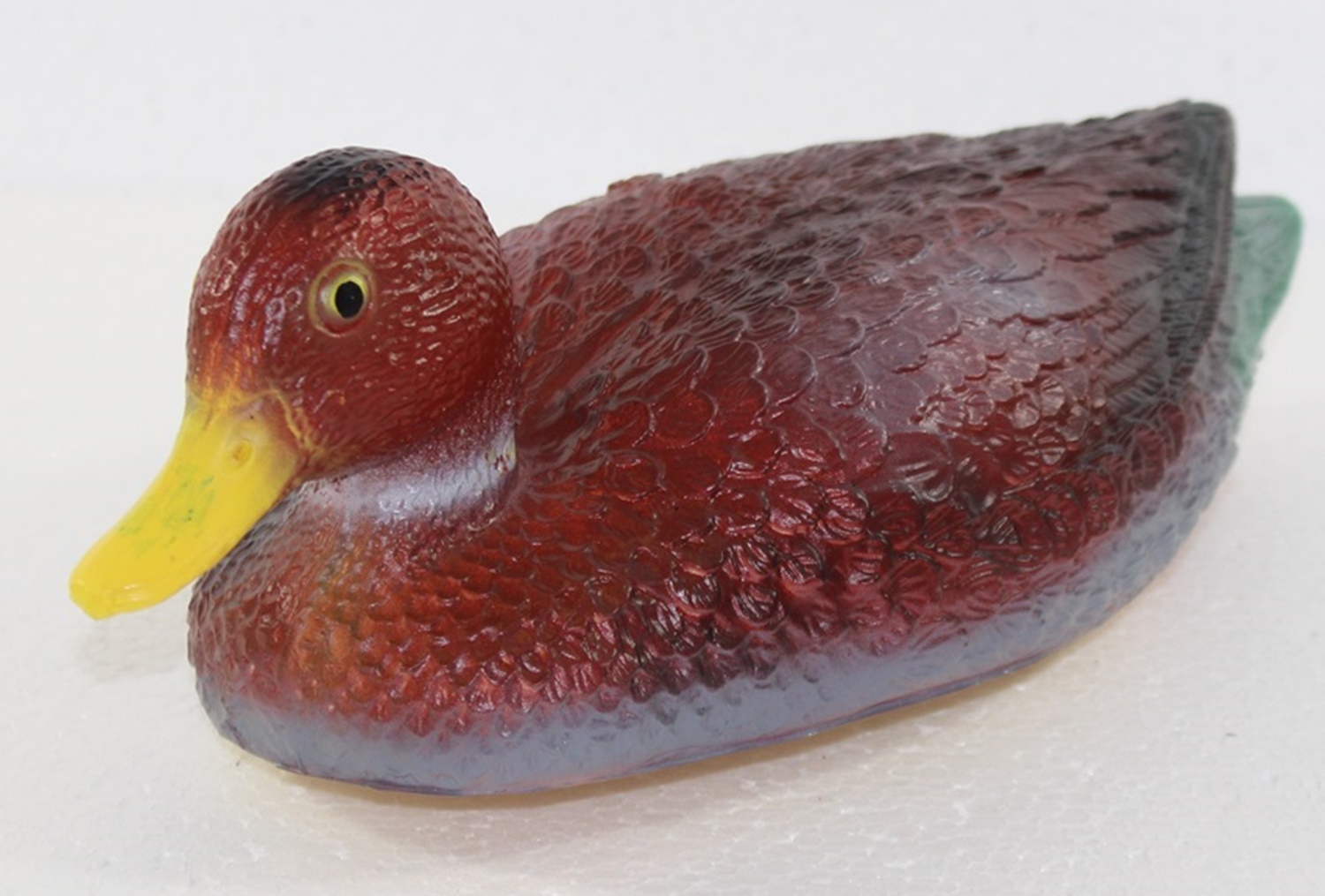 Deko Figur Wildente rot schwimmend H 12 cm Gartenfigur Teichfigur aus Kunststoff