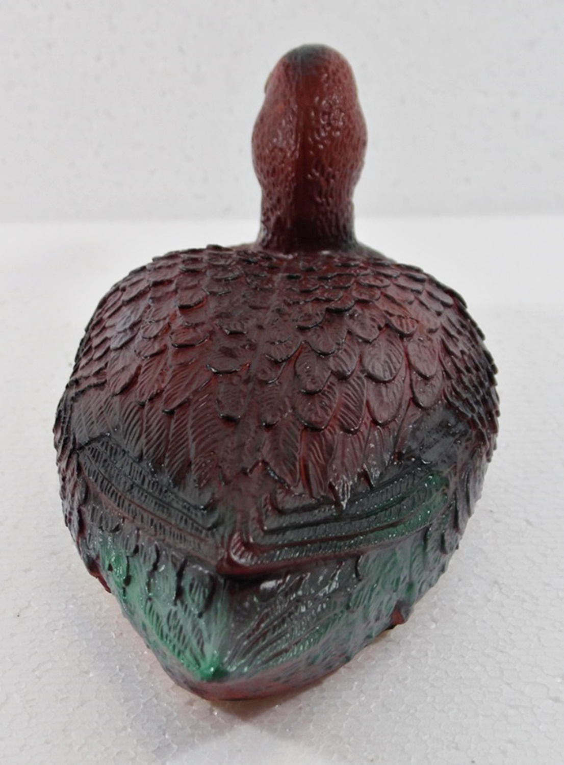 Deko Figur Wildente rot schwimmend H 12 cm Gartenfigur Teichfigur aus Kunststoff