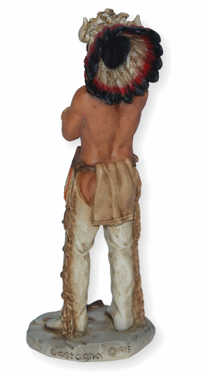 Indianerfigur Indianer Filmfigur Broken Arrow Skulptur H 17 cm stehend mit Kopfschmuck