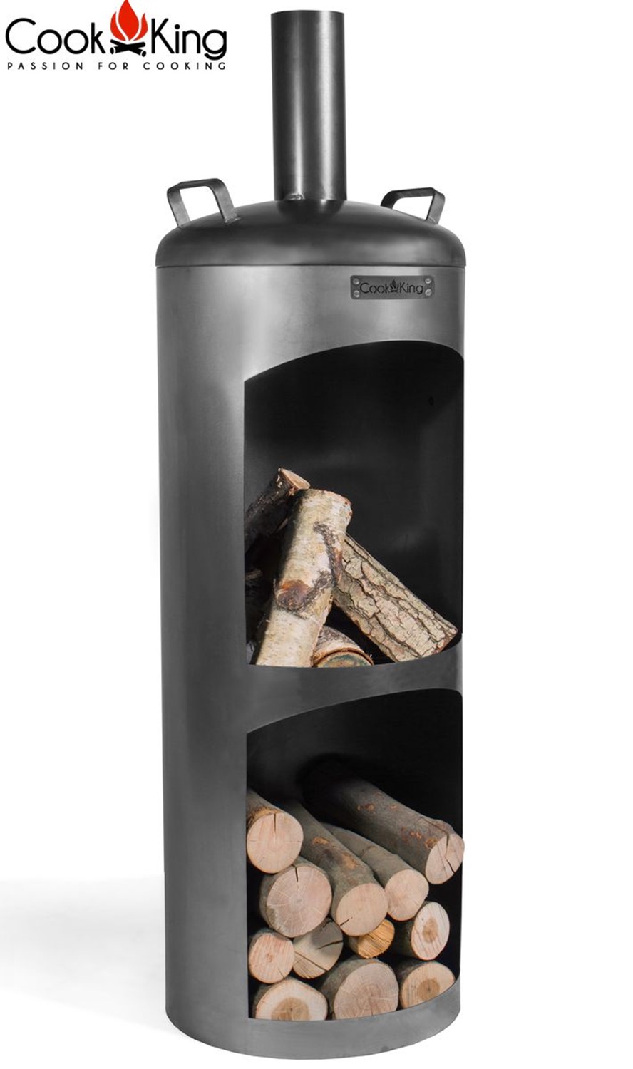 Gartenkamin "Faro" Gartenofen H 158 cm zum Heizen und Grillen Terrassenofen aus Naturstahl Kamin