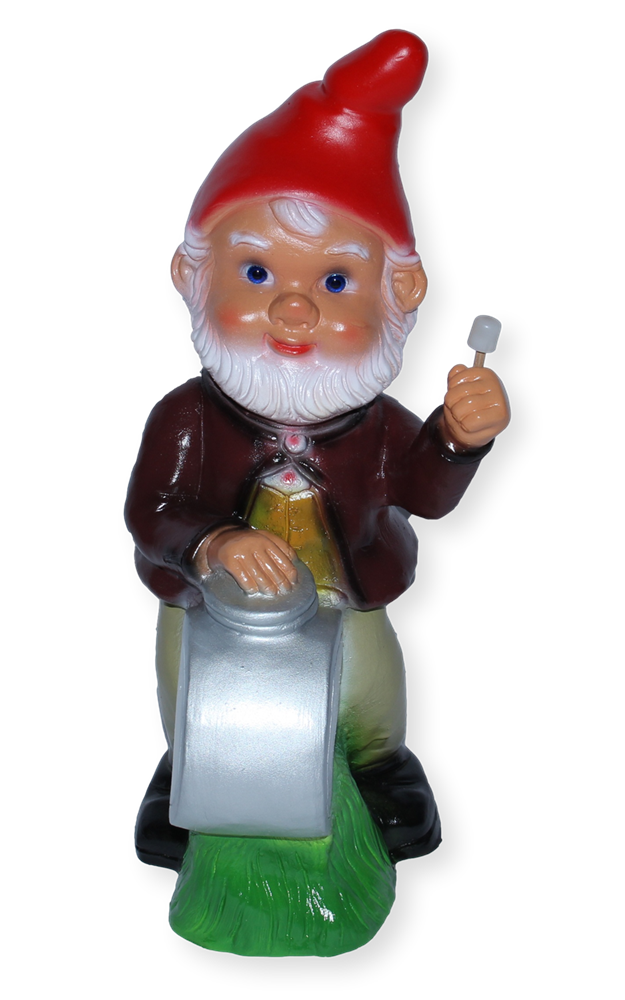 Deko Figur Zwerg H 33 cm Gartenzwerg Musiker mit Trommel stehend Gartenfigur aus Kunststoff