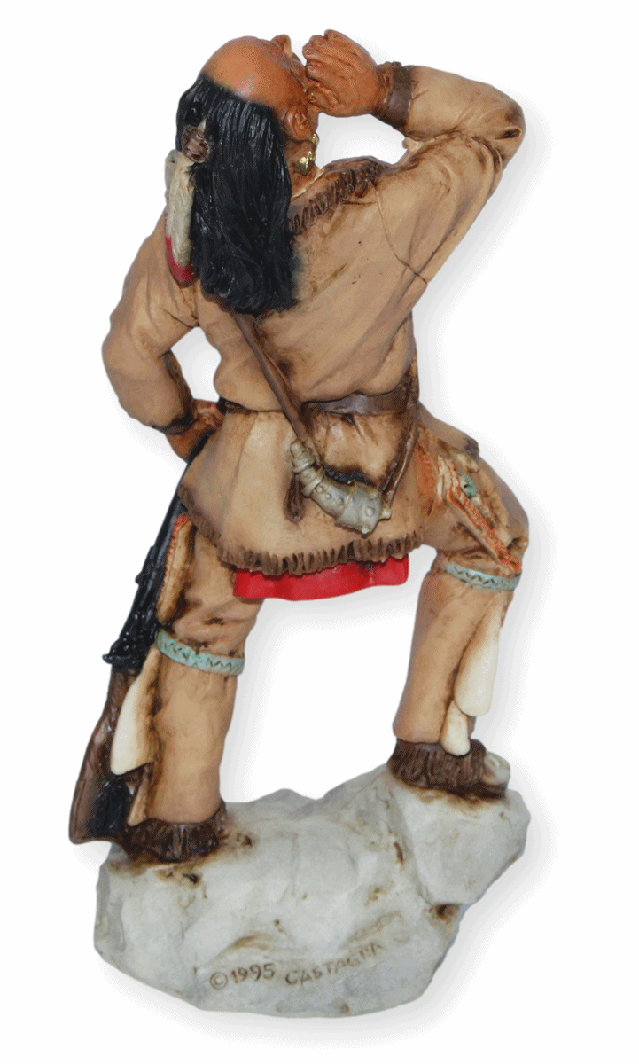 Indianerfigur Indianer Miami Häuptling Little Turtle Skulptur H 17 cm stehend mit Flinte