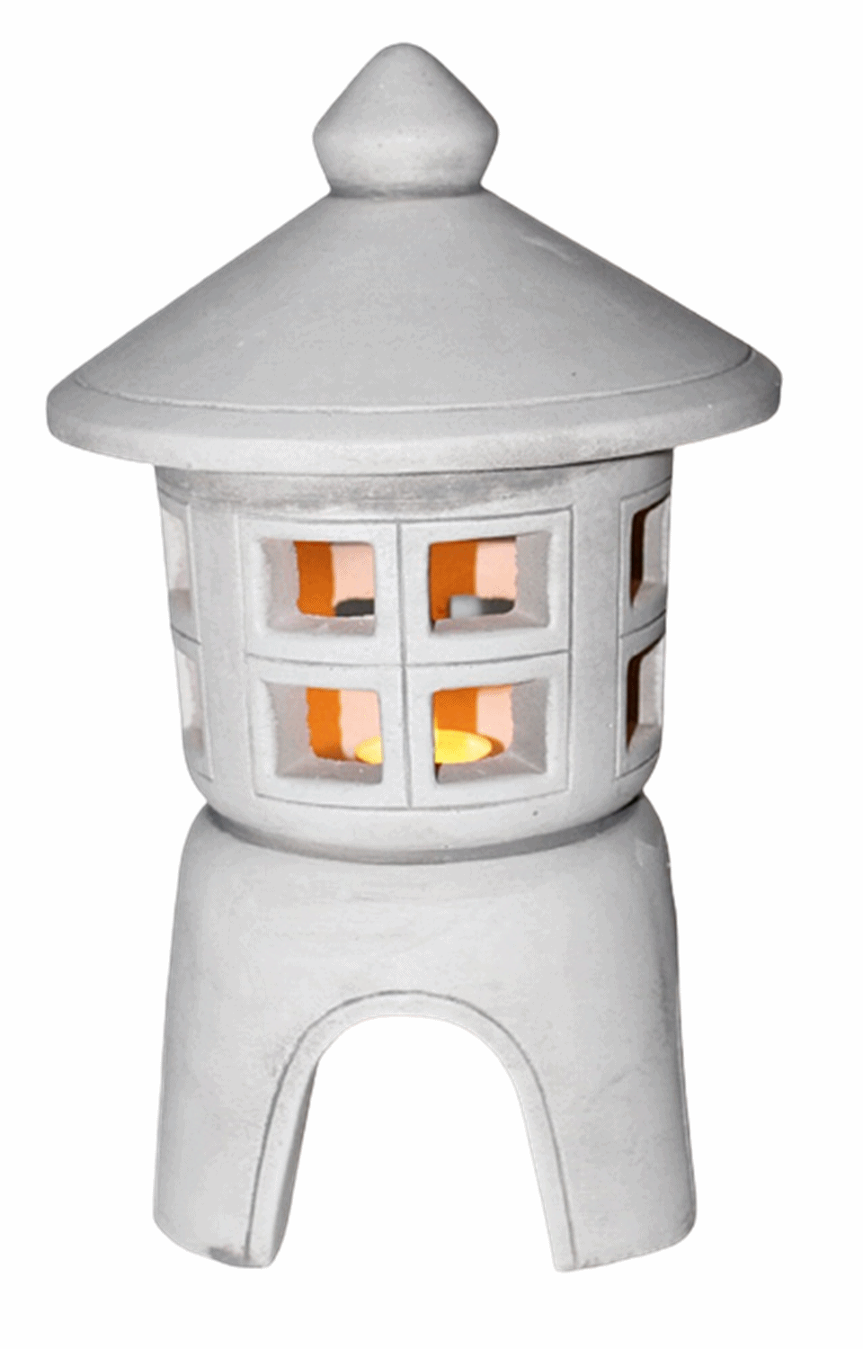 Beton Figur japanische Laterne H 32 cm Gartenskulptur Steinlaterne 2-teilig für Teelicht geeignet