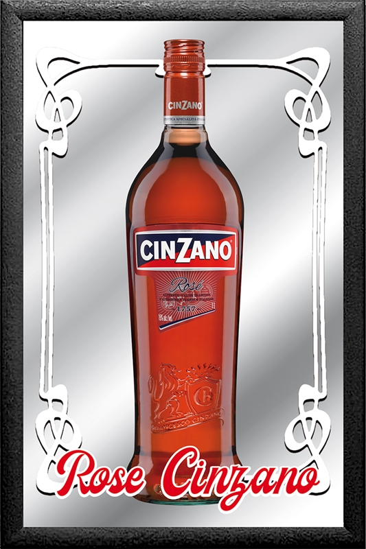 Set: 2 Spiegelbilder Cinzano Wermut Vermouth Rose Flasche 30x20 cm Wandbilder Hinterglasdruck
