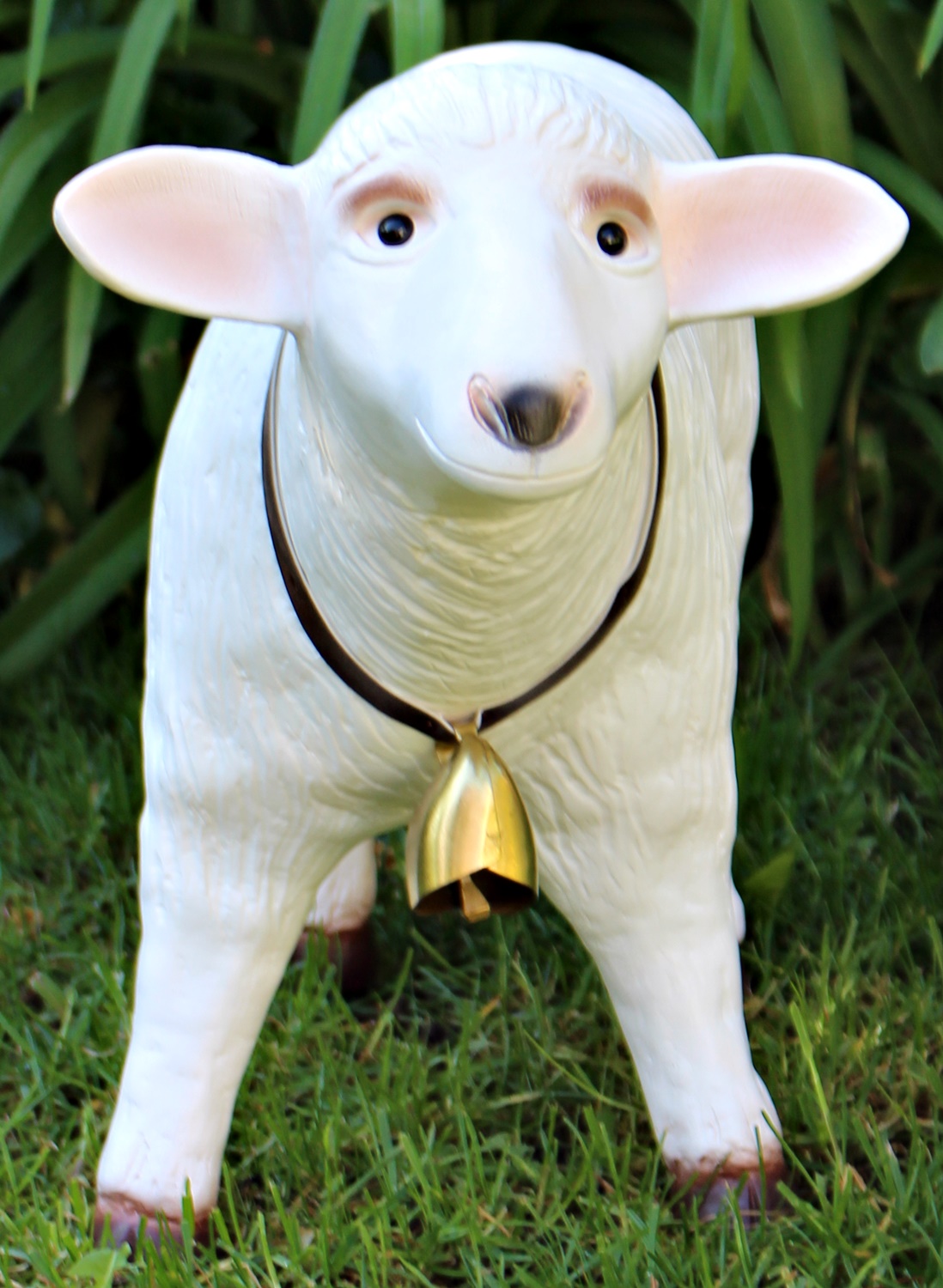 Deko Garten Figur Dekofigur Gartenfigur Tierfigur weißes Schaf stehend aus Kunststoff Höhe 36 cm