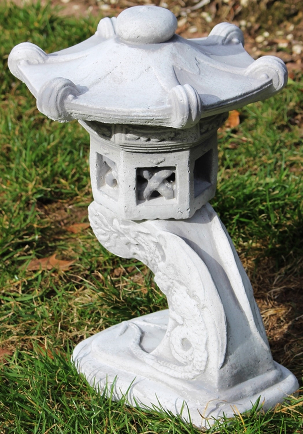 Beton Figur Skulptur japanische Laterne H 31 cm 3-teilig asiatische Steinlaterne Pagode