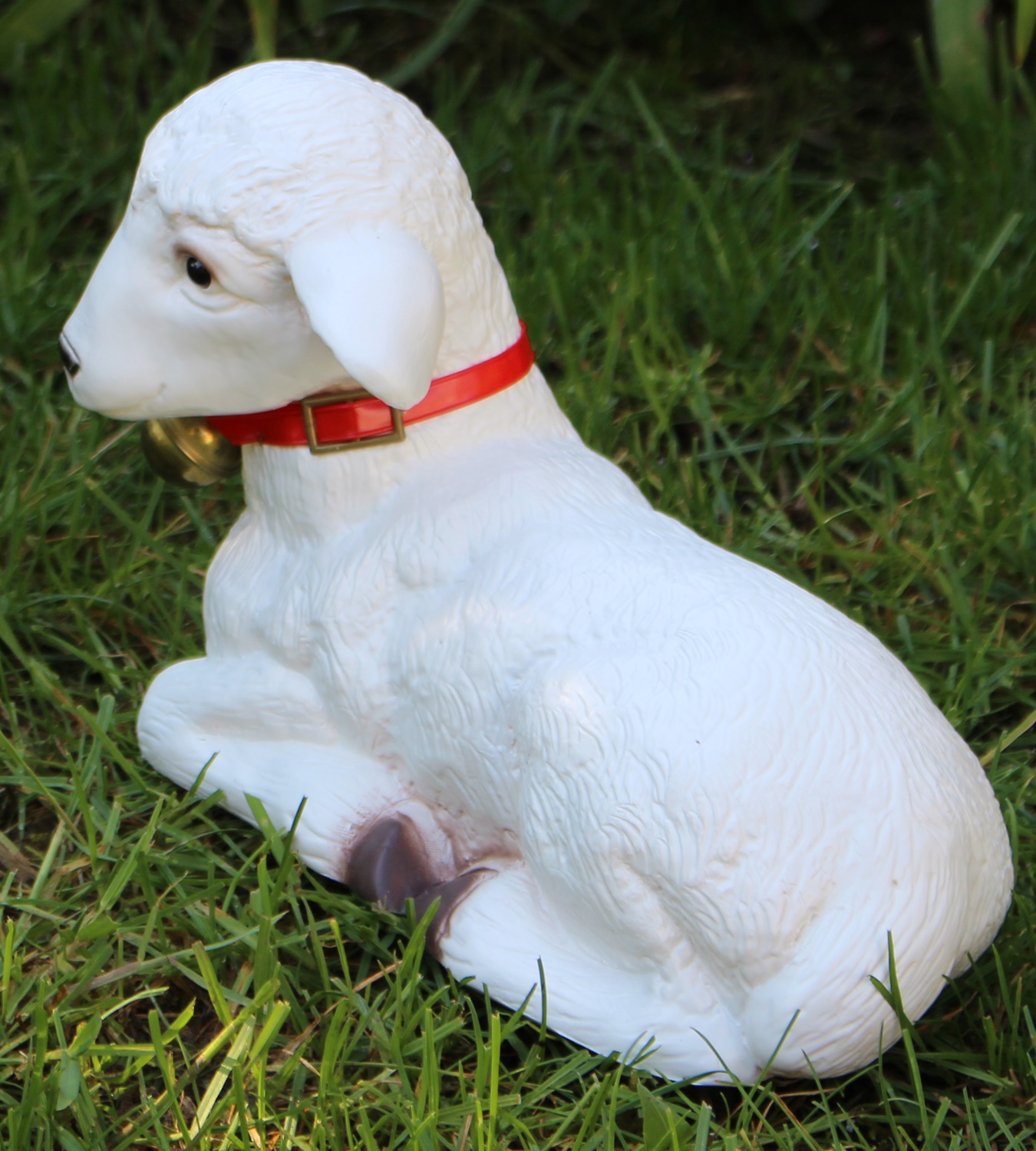 Deko Garten Figur Dekofigur Gartenfigur Tierfigur weißes Lamm Lämmlein aus Kunststoff Höhe 16 cm