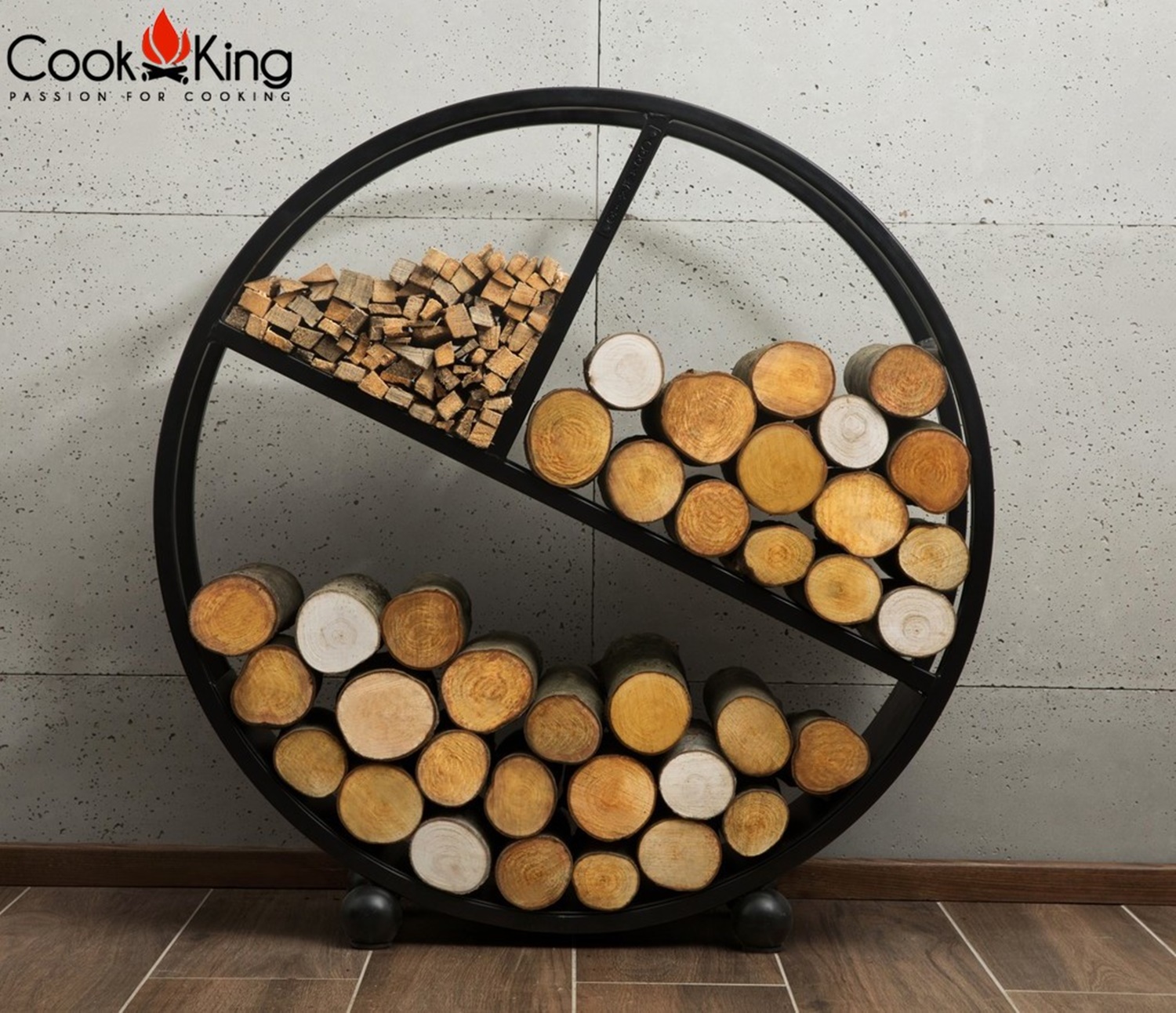 Kaminholzregal "Diego" H 82 cm Holzregal für Kaminholz Kaminholzablage aus Stahl Kaminholzständer