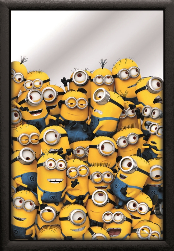 Set: 2 Spiegelbilder Minions Kinderzimmer Deko 30x20 cm Wandbilder Hinterglasdruck mit Rahmen