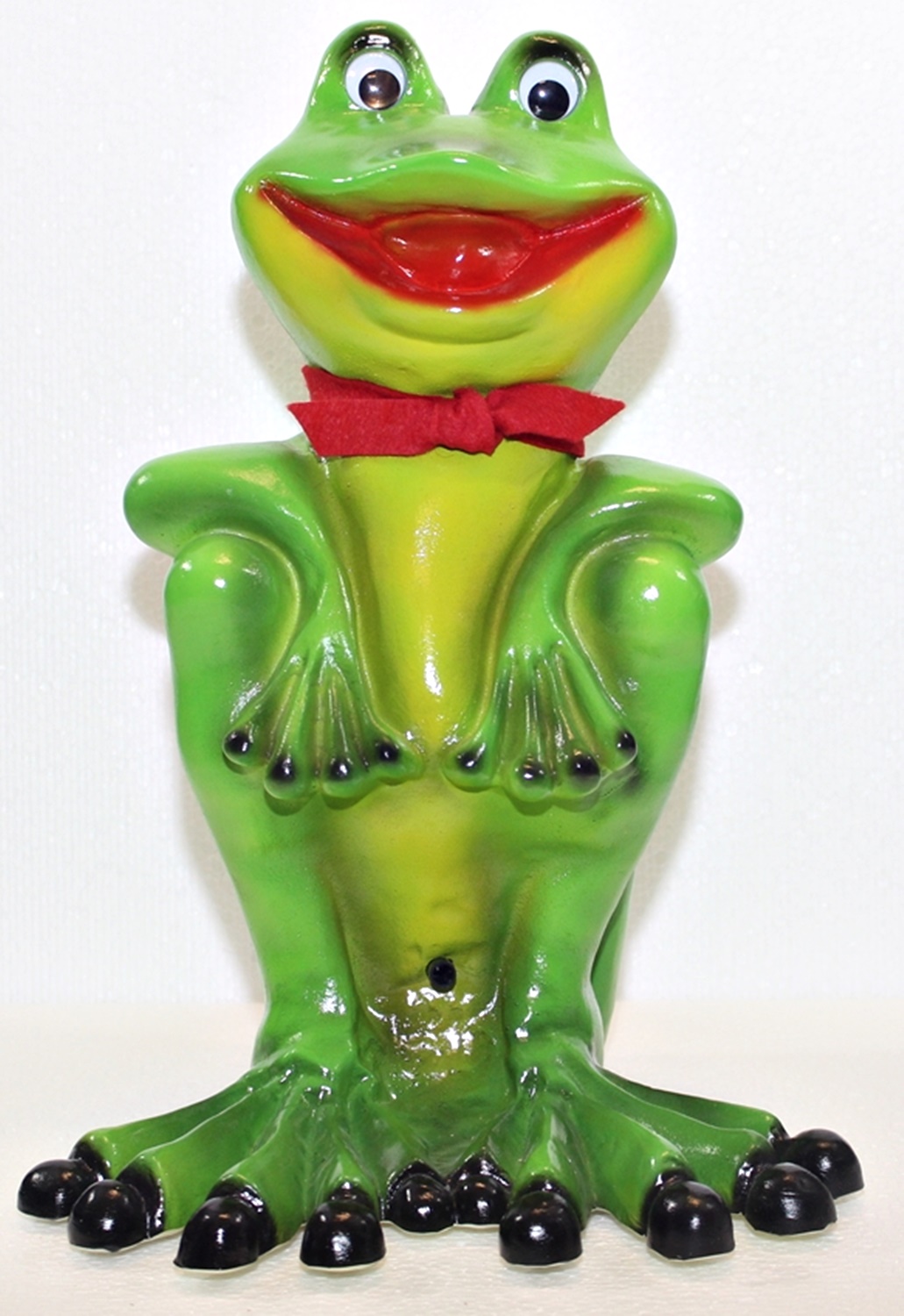 Deko Figur Gartenfigur  lustiger Frosch sitzend mit Schal H 33 cm mit Scherz Bewegungsmelder Quak