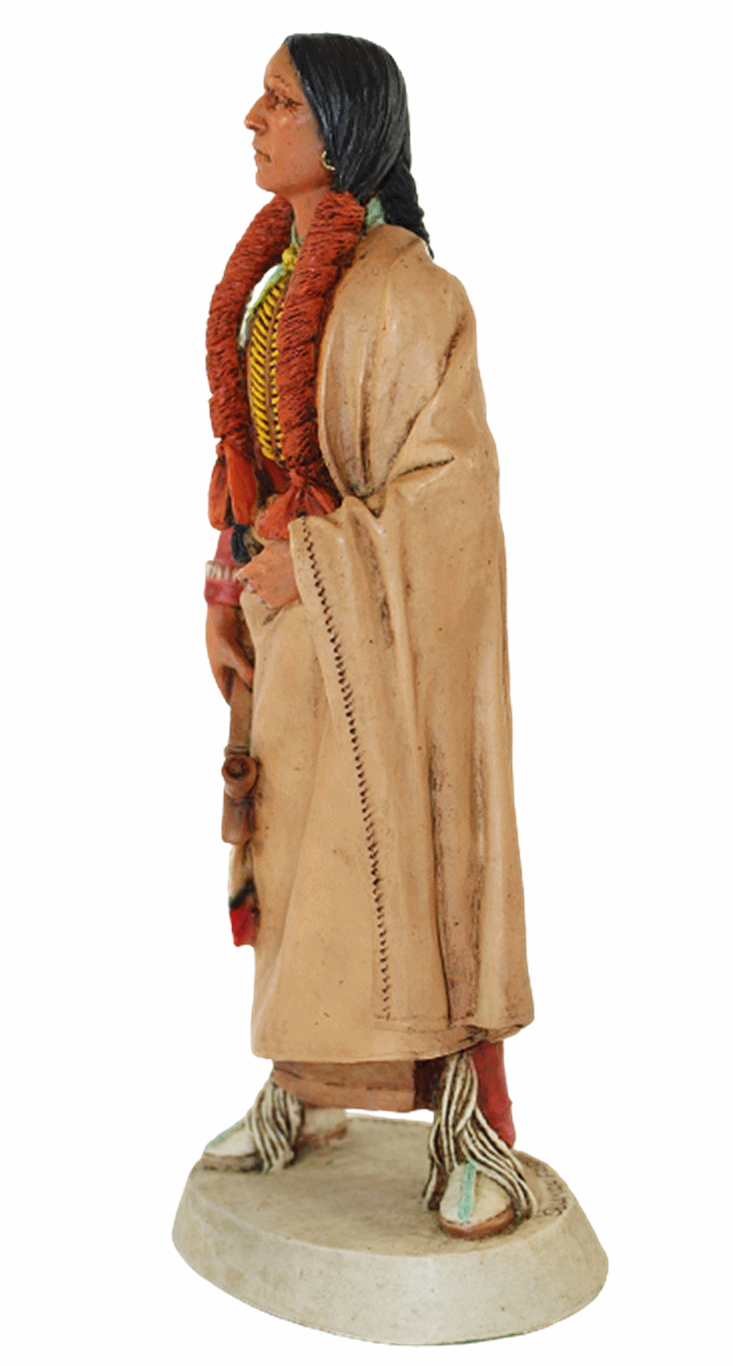 Indianerfigur Quanah Parker Häuptling H 21 cm stehend mit Friedenspfeife Castagna Limited Edition