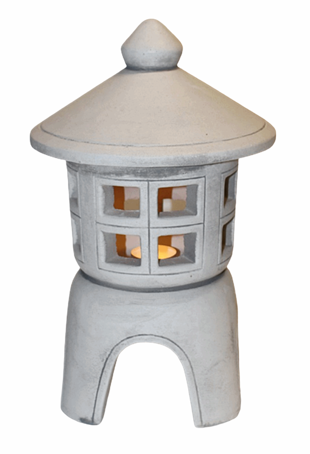 Beton Figur japanische Laterne H 32 cm Gartenskulptur Steinlaterne 2-teilig für Teelicht geeignet