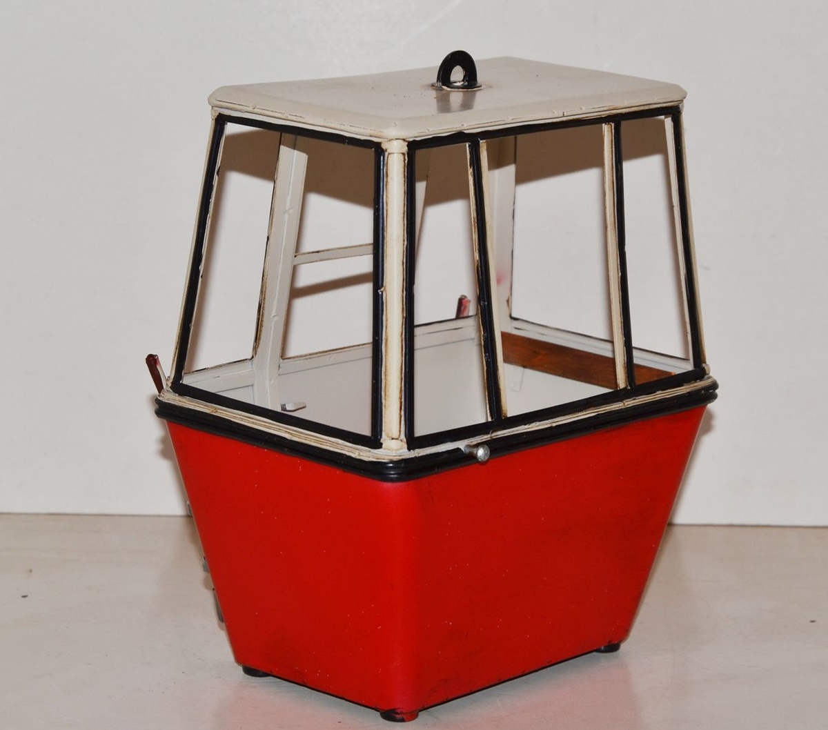 Blechmodell Nostalgie Ski Gondel Oldtimer Berggondel rot-weiß Replikat aus der Schweiz H 20 cm