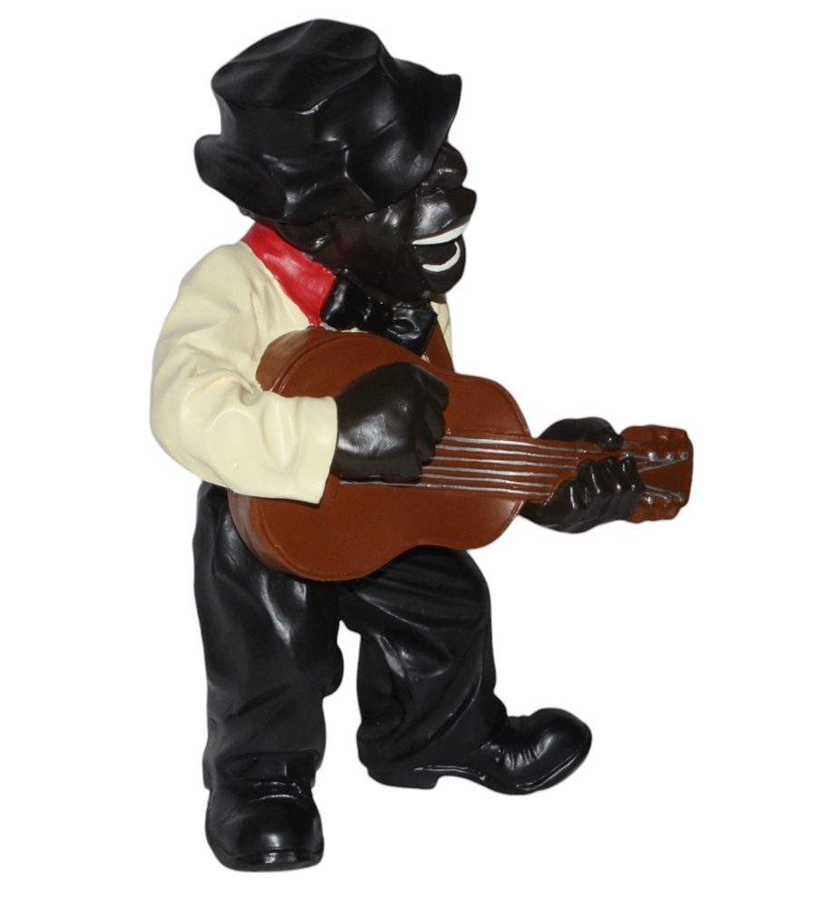 Deko Figur Jazz Musiker Figur Gitarrist H 45 cm Dekofigur Band Musiker mit Gitarre aus Kunstharz