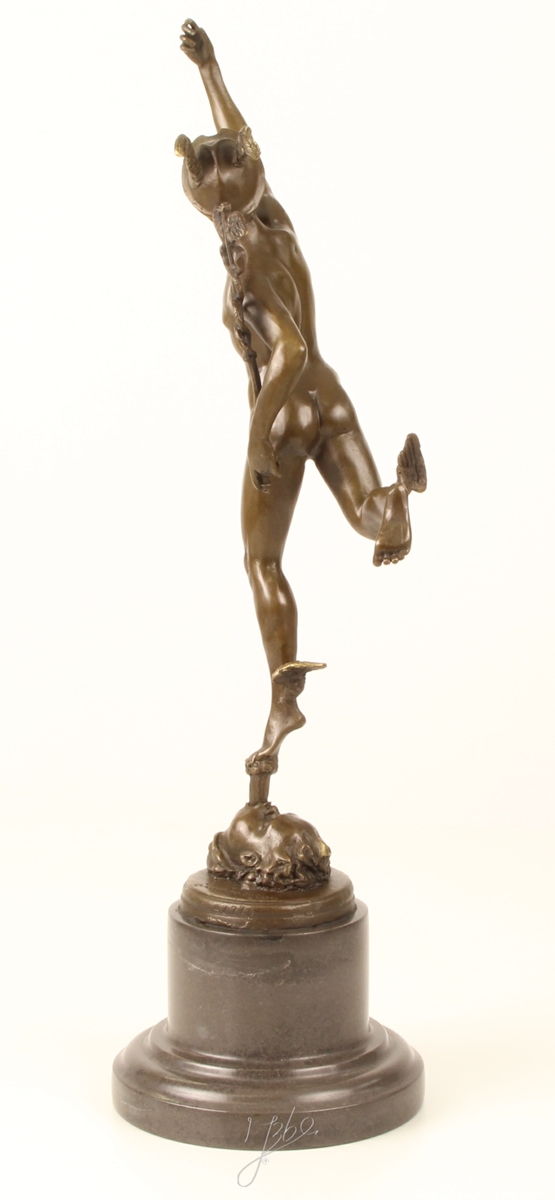 Bronzefigur Hermes H 43 cm griechische Mythologie Bronzeskulptur Bronze Figur aus Bronze