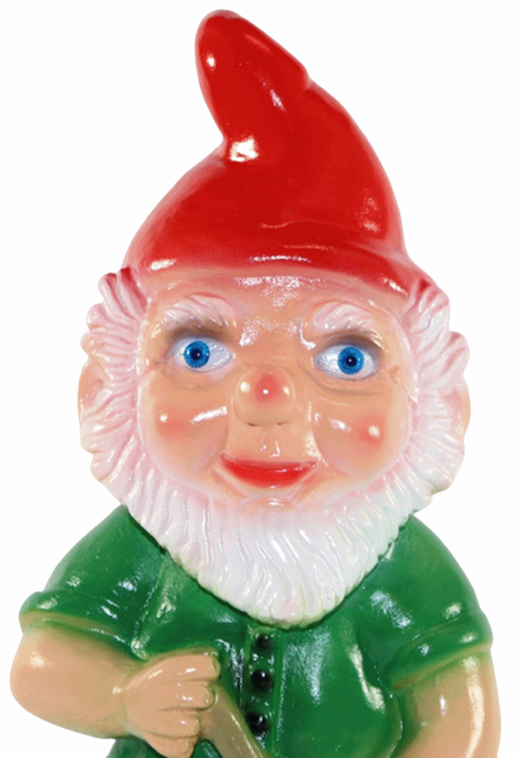 Deko Figur Zwerg H 29 cm Gartenzwerg mit Rechen stehend Gartenfigur aus Kunststoff