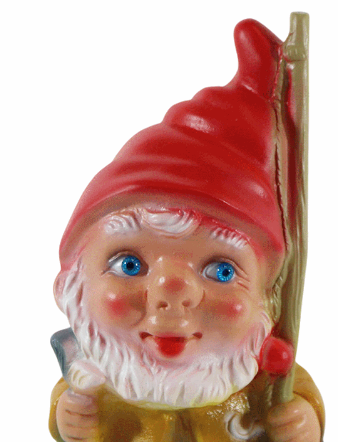 Gartenzwerg Deko Garten Figur Zwerg Angler mit Fisch und Angelrute stehend aus Kunststoff H 19,5 cm