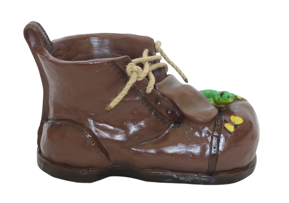 Pflanzfigur Pflanzschuh - rustikales Pflanzgefäß aus Kunststoff, Deko zum Bepflanzen, Höhe 22 cm