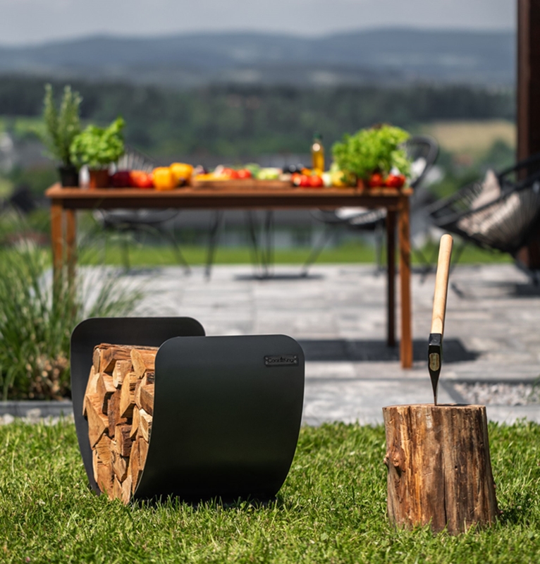 Kaminholzregal "Turyn" Breite 70 cm Holzregal für Kaminholz Kaminholzablage aus Stahl Holzkorb