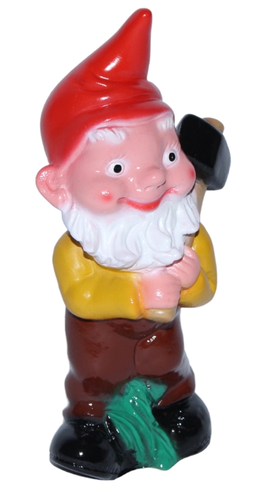 Gartenzwerg Deko Gartenfigur Zwerg mit Hammer stehend H 18 cm