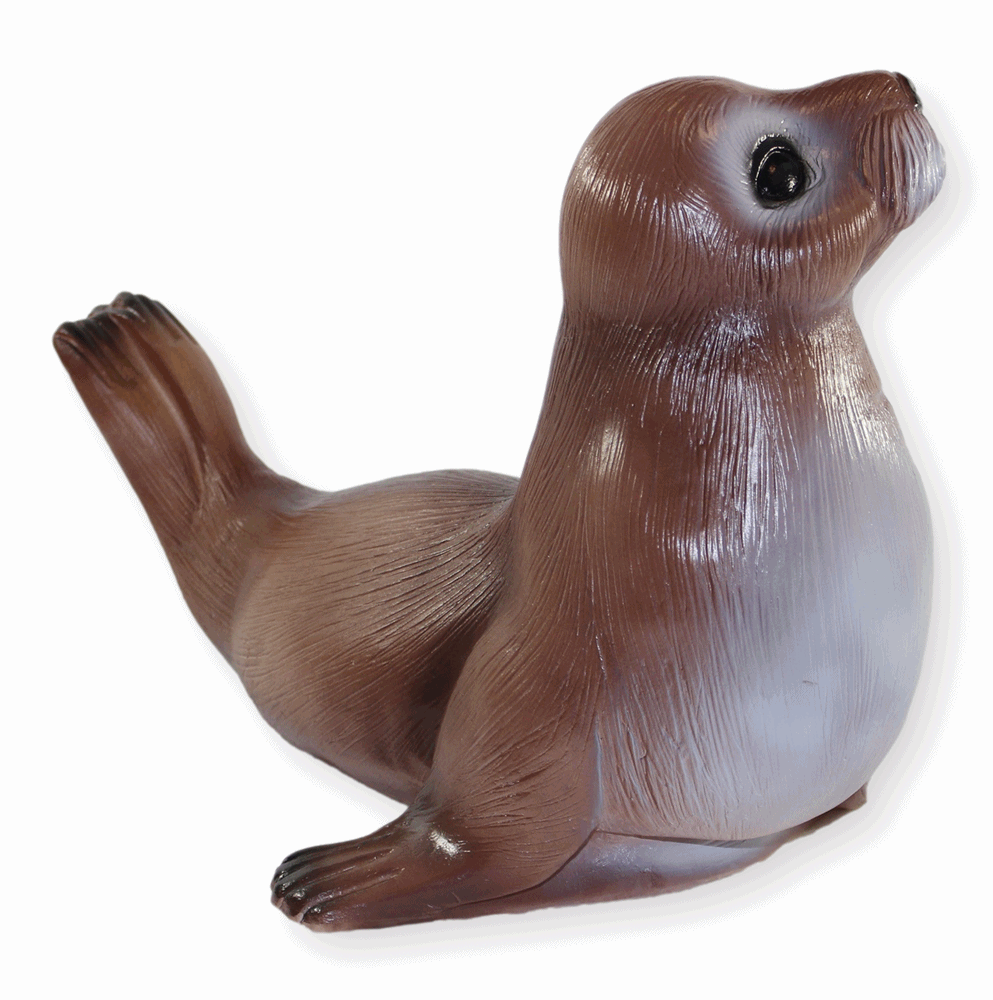 Deko Figur Gartenfigur Tierfigur Robbe als Wasserspeier (ohne Pumpe) aus Kunststoff Höhe 30 cm