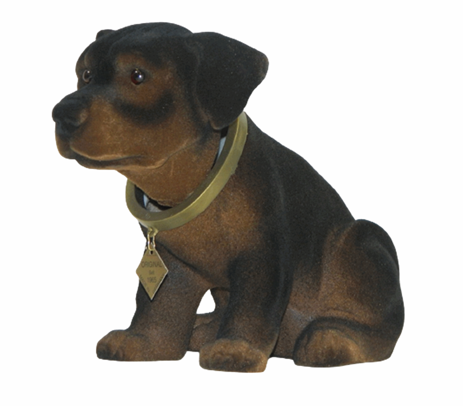 Wackel Figur Hund Rottweiler Wackelfigur H 17 cm braun  groß Dekofigur mit Wackelkopf