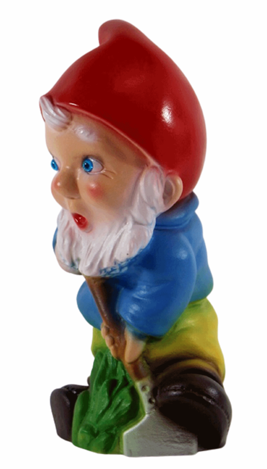 Gartenzwerg Deko Garten Figur Zwerg Gärtner mit Spaten stehend aus Kunststoff Höhe 19 cm
