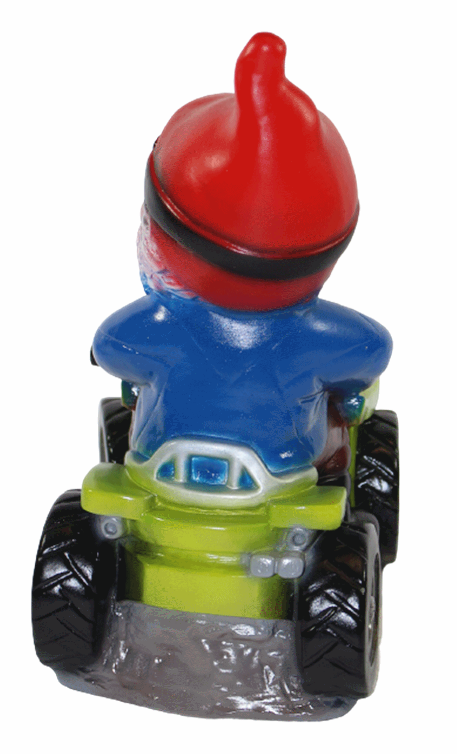 Gartenzwerg Deko Garten Figur Zwerg sitzend auf Quad mit Schutzbrille aus Kunststoff H 29 cm