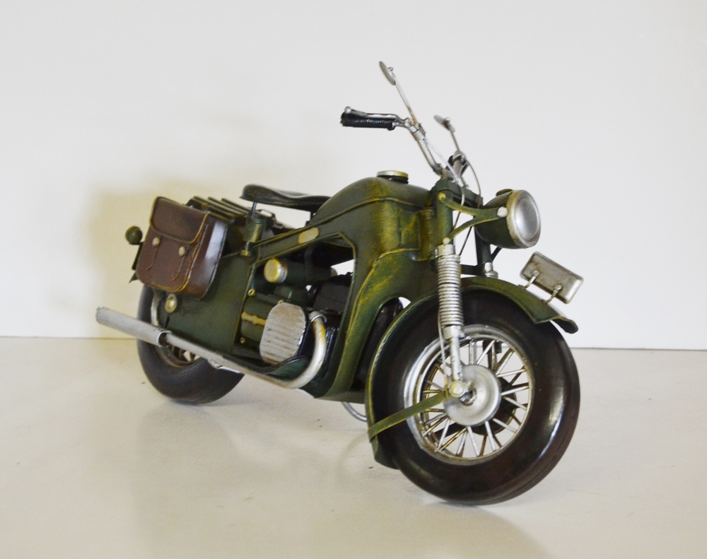 Blechmodell Nostalgie Modellmotorrad Oldtimer Marke BMW Militär Motorrad Modell aus Blech L 31 cm