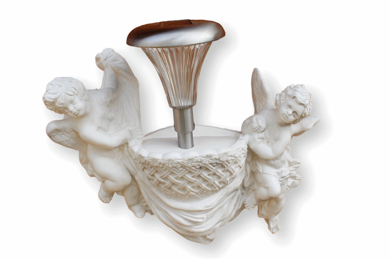 Deko Figur Statue Cestino di uva Engel B 38 cm zum Aufhängen LED Solar Leuchte Skulptur Kunststoff