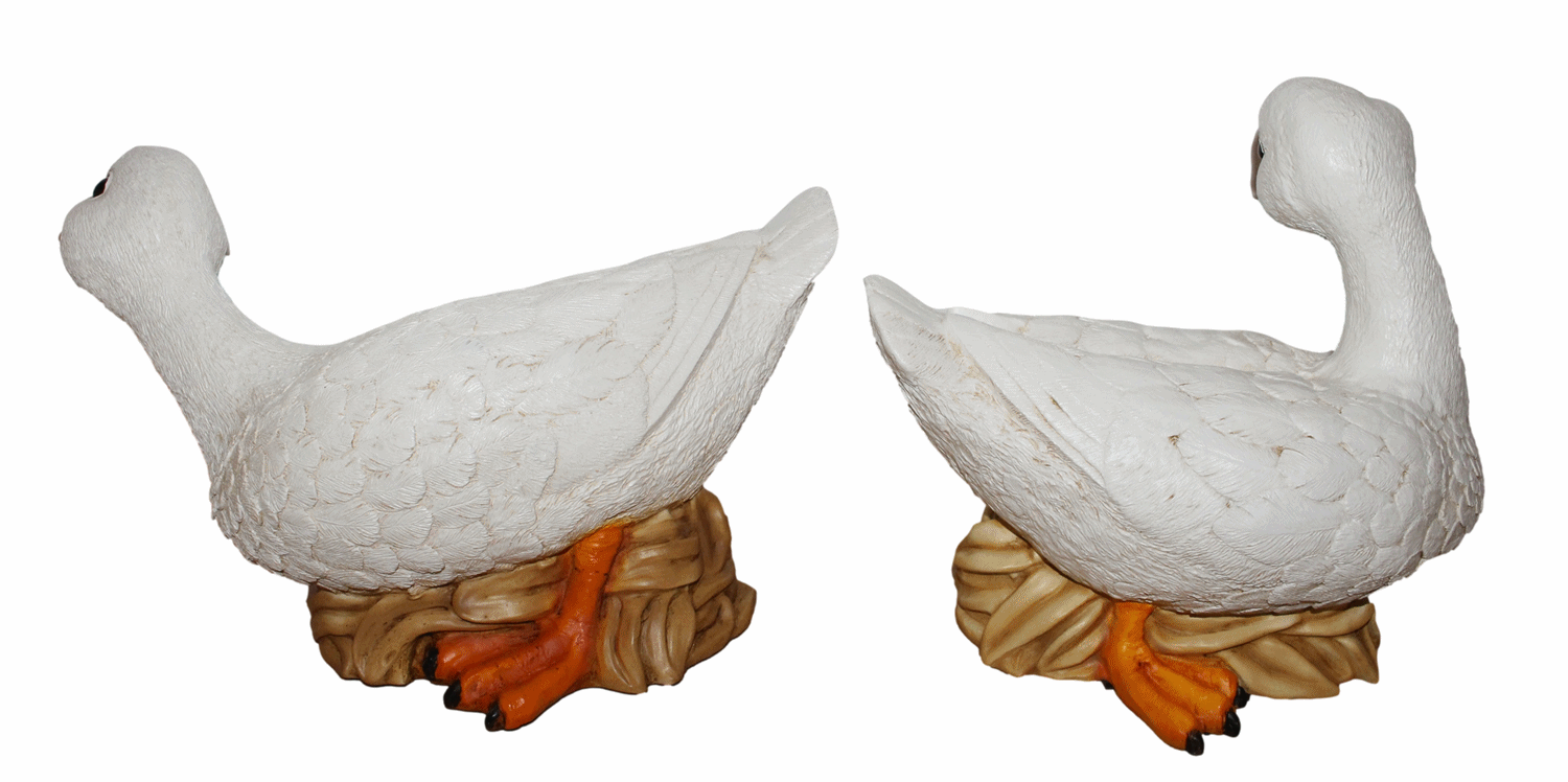 Deko Figur Gans Tierfiguren 2 weiße Gänsefiguren Vogel Kollektion Castagna aus Resin H 19/ 23 cm