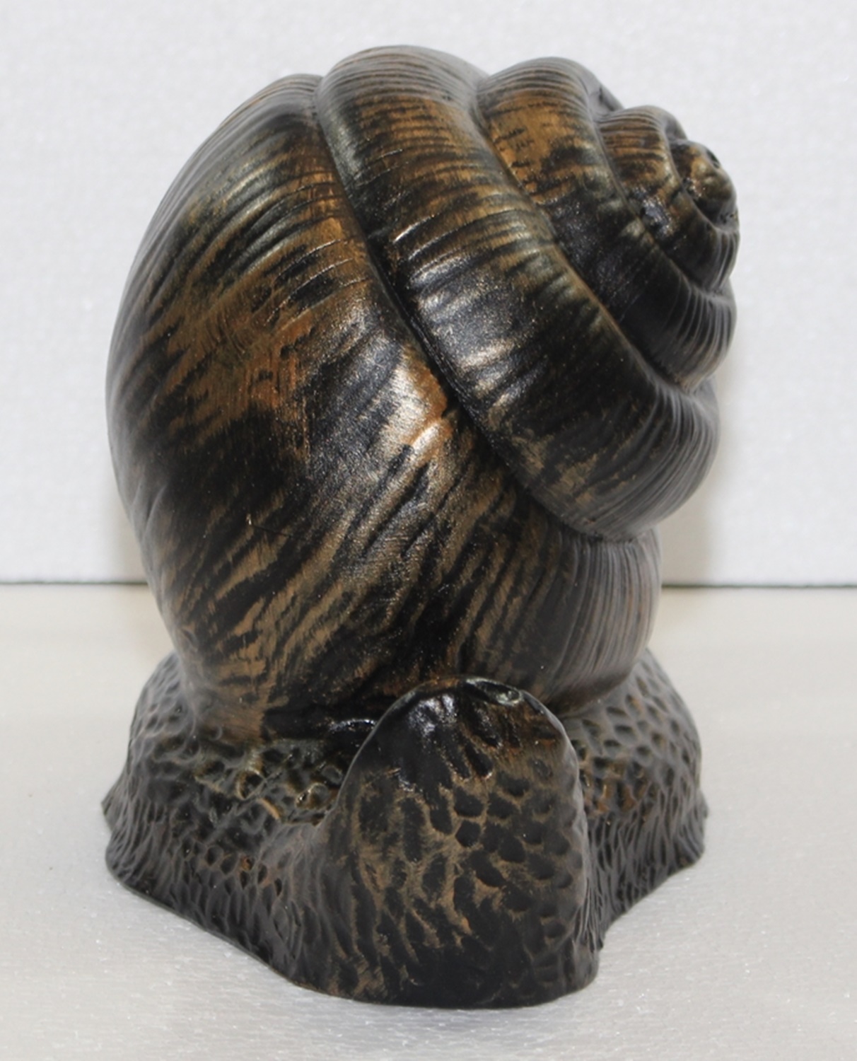 Deko Figur Gartentier Schnecke groß mit Häuschen H 18 cm Gartenfigur kupferfarben aus Kunststoff