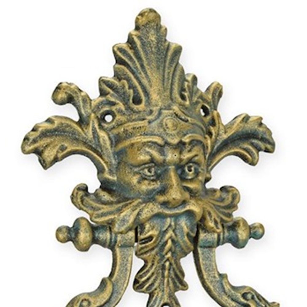 Türklopfer Teufel H 33 cm Mann Kopf aus massivem Gusseisen Türdekoration in Bronzeoptik