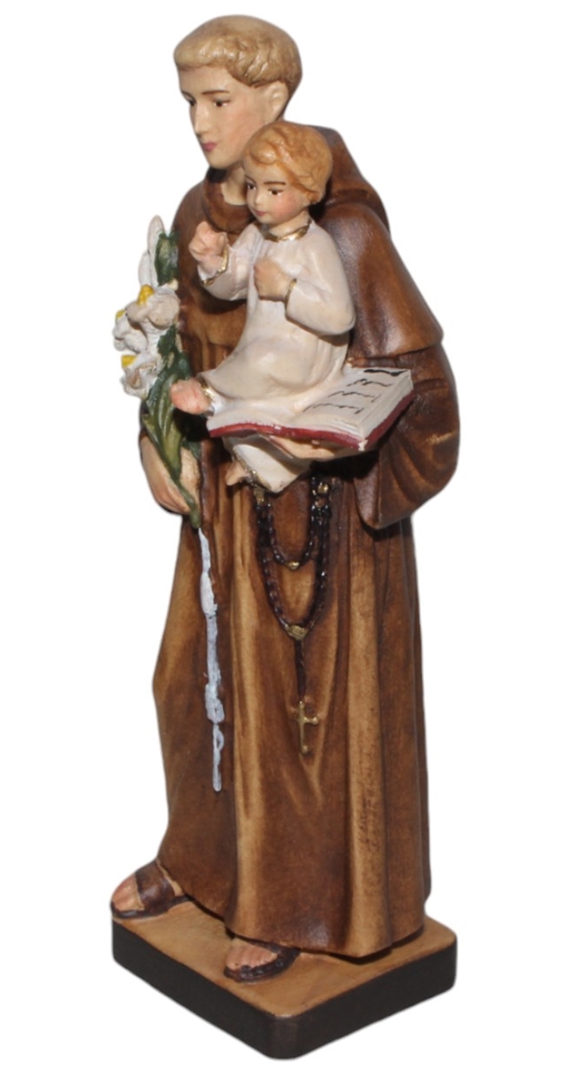 Heiligenfigur Heiliger Antonius von Padua H 15 cm Holzfigur Schutzpatron Statue aus Ahornholz