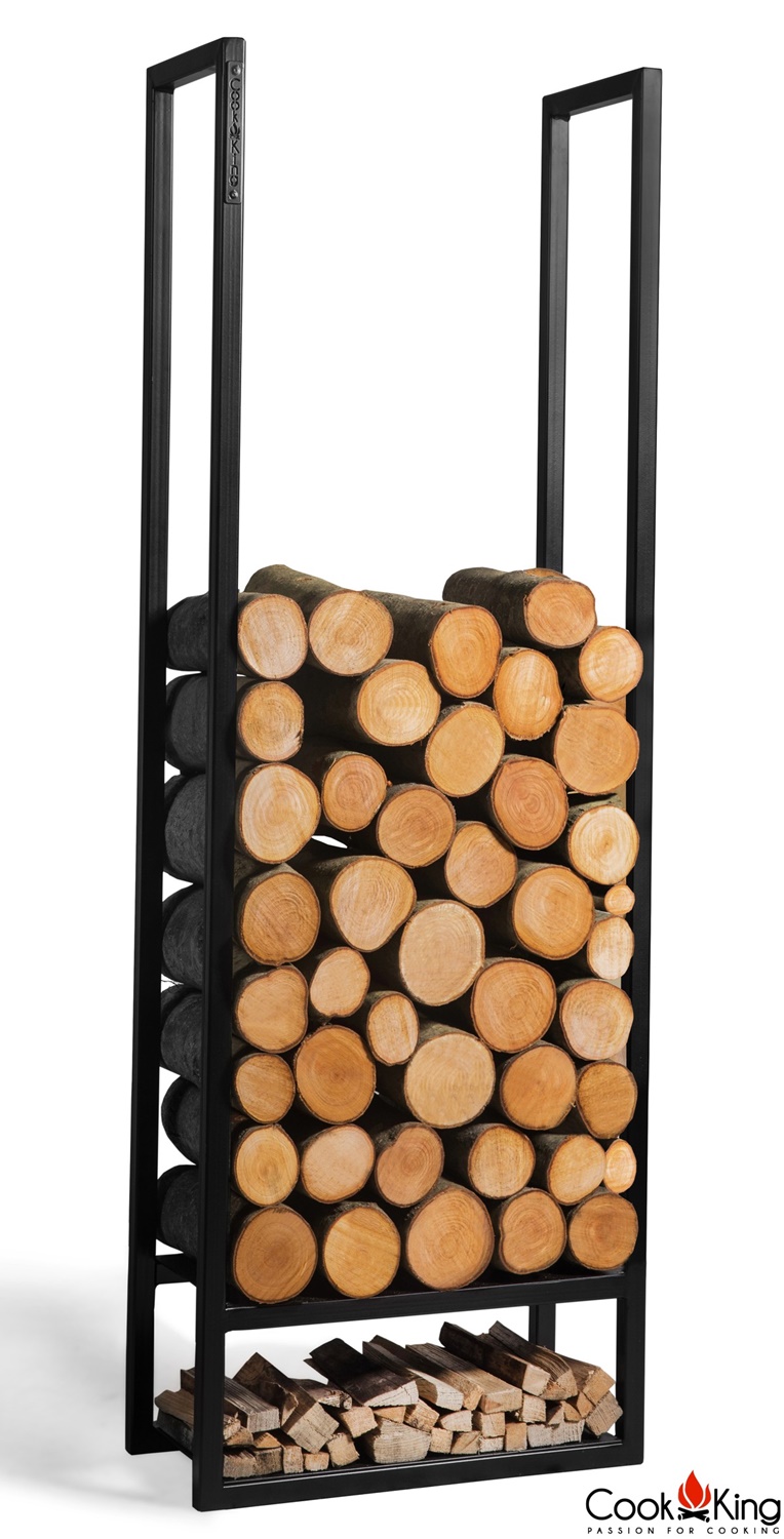 Kaminholzregal "Atos" H 120 cm Holzregal für Kaminholz Kaminholzablage aus Stahl Kaminholzständer