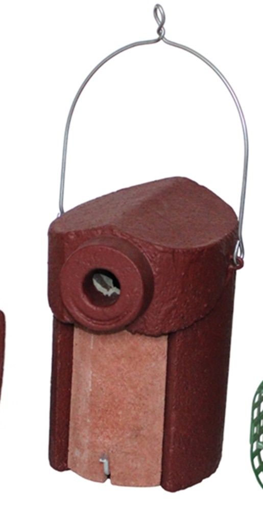 Nisthöhlen-Set für Gartenvögel - 3 räubersichere Vogelhäuser in Rot 2HW, 3SV, 2GR-WBS